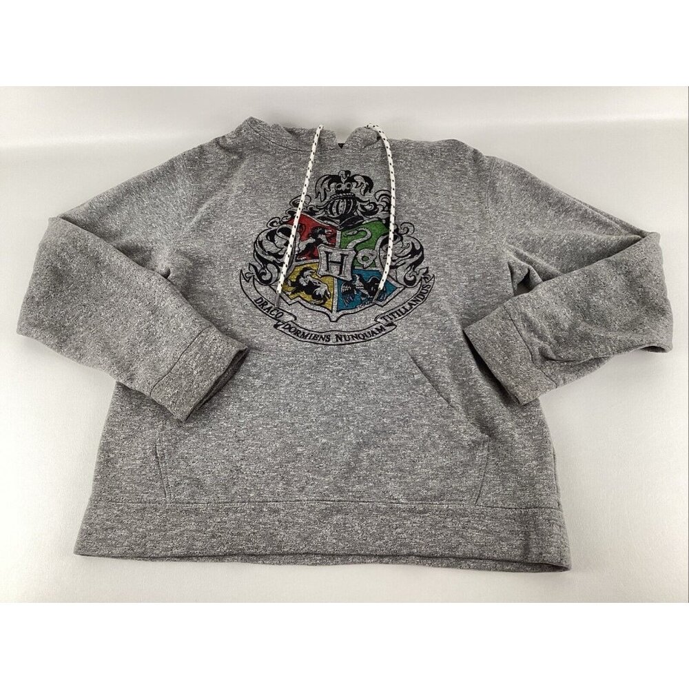 Harry Potter Hogwarts Crest Men's Small Gray Pullover Hoodie Sweatshirt - Picture 2 of 11